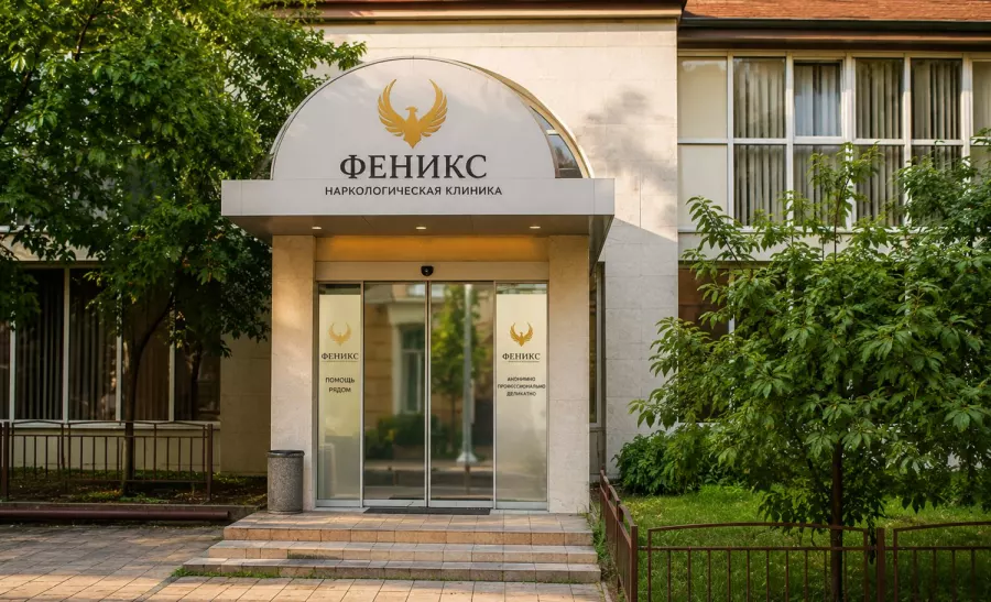 Вход в наркологическую клинику «Феникс» в Большом Камне